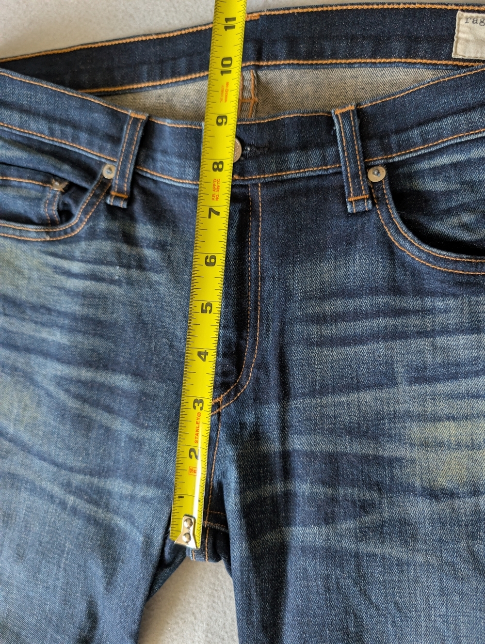 Rag & Bone Indigo Dark Wash Cuffed Skinny Jeans Mid Rise Premium Denim 31x29 image 10